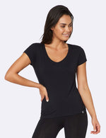 Women's V-Neck T-Shirt - Sort - Front | Boody Basic