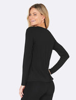 Women's Long Sleeve Round Neck T-shirt - Sort - Bagside | Boody Basic