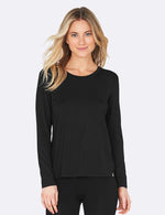 Women's Long Sleeve Round Neck T-shirt - Sort - Front | Boody Basic